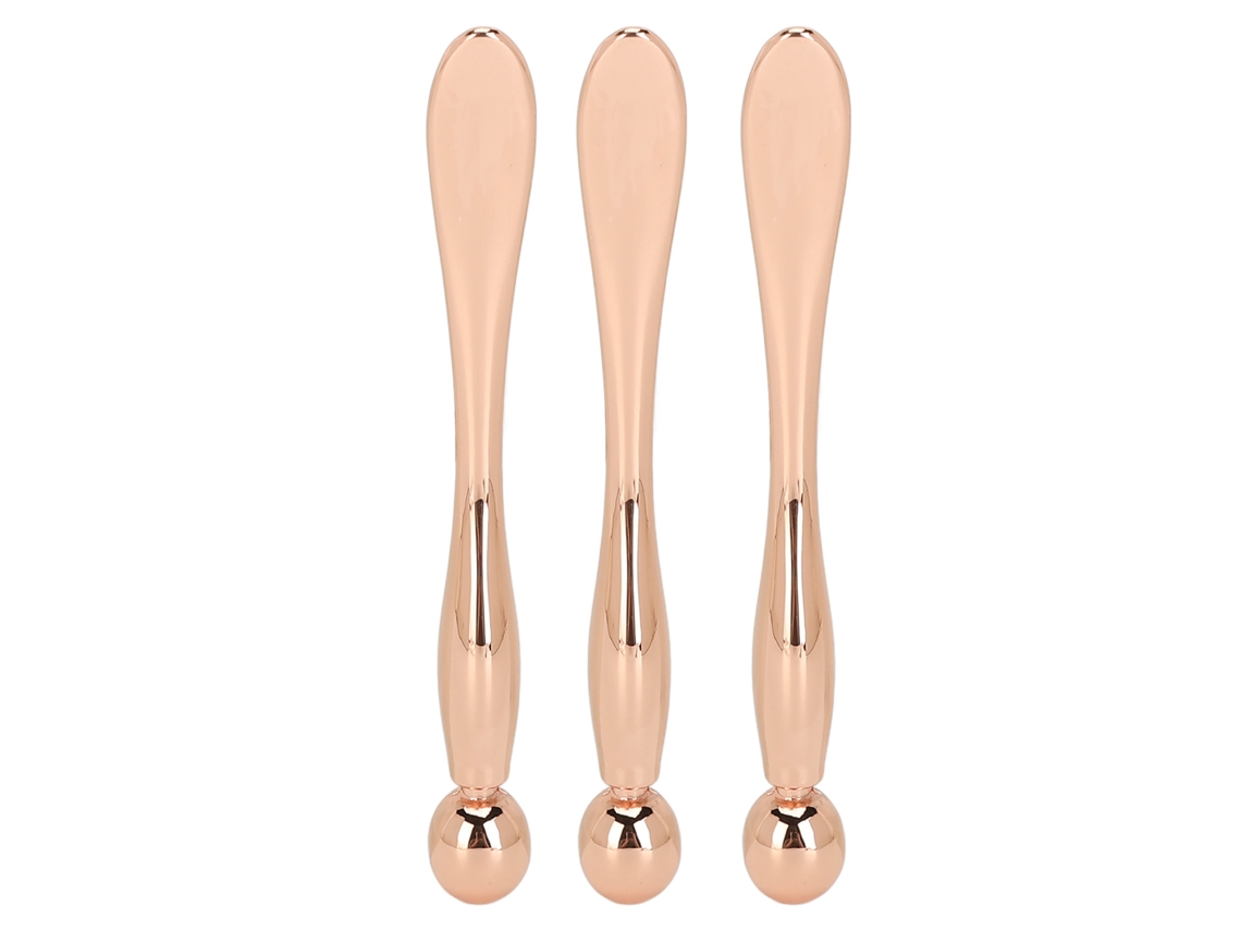 3pcs Varilla Rodillo Crema Ojos Oro Rosa Metal Reductor Hinchazón Promueve Absorción Aplicador Estilo Lujo Ligero