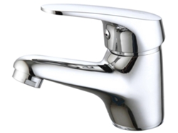 Grifo monomando para lavabo cromado serie Mentha con cartucho cerámico de 40 mm MERCATOOLS