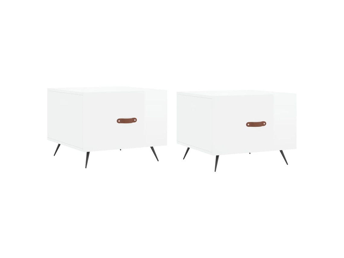 Maison Exclusive - Mesa De Centro 2 Uds Madera Ingeniería Blanco Brillo 50x50x40cm