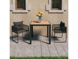 Set De Comedor De Jardín De 3 Piezas Pvc Ratán Negro Y Marrón