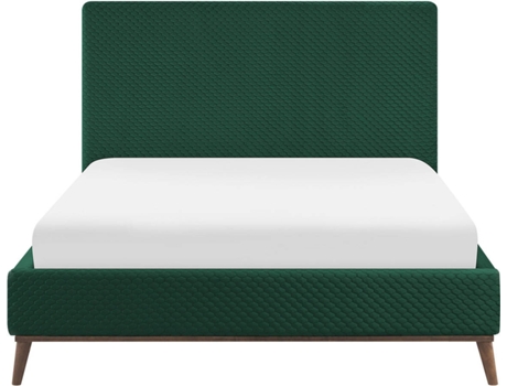 Cama de matrimonio BELIANI Bayona Terciopelo Verde 151x212x121