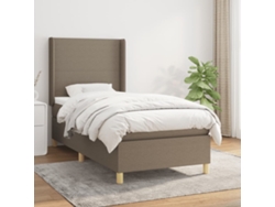 Cama Box Spring Con Colchón Tela Gris Taupe 80x200 Cm