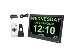 Reloj digital de 11,6'' con calendario de 12/24 horas, fecha y día de la semana, 5 alarmas para personas mayores, 100-240 V
