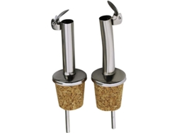 Juego De 2 Válvulas Dispensadoras De Aceite De Oliva De Acero Inoxidable Y Corcho Con Tapas Abatibles.