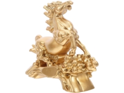 Estatua De Caballo Feng Shui En Resina Dorada – Adorno Decorativo Para