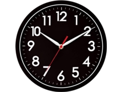 Reloj de pared silencioso de 20 cm, sin tictac, moderno, funciona a pilas, para oficina - Nicecee (negro)
