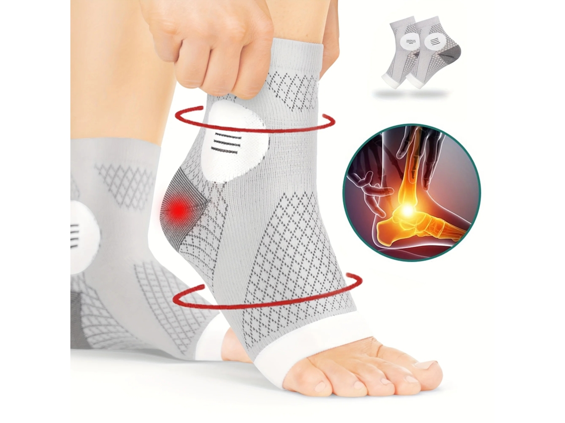 (blanco, Talla M) 1 Par De Calcetines De Compresión De Tobillo Con Soporte De Arco Y Diseño De Punta Abierta
