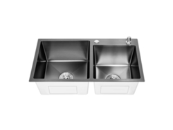 Fregadero de cocina de doble cubeta, gran capacidad, elegante acabado negro, sistema de drenaje eficiente OEM