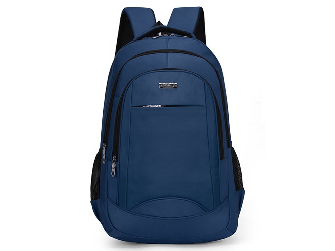 Mochila de cuero azul marino computadora portátil hombres Bolsa de