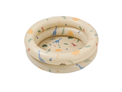 Piscina hinchable con forma de dinosaurio para bebés, estilo retro, tamaño familiar, color beige.