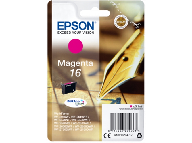Cartucho de tinta original EPSON 16, Bolígrafo y crucigrama 3,1 ml , Magenta, C13T16234012, T1623