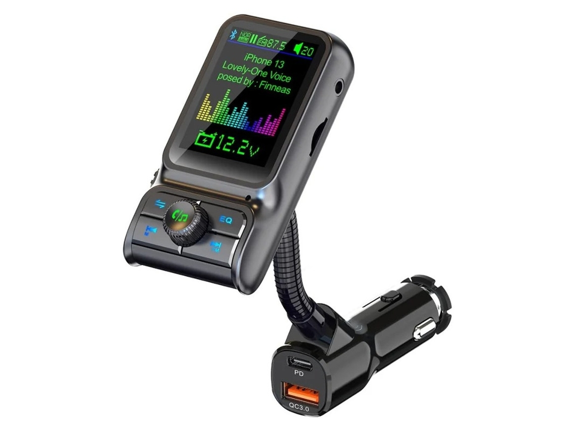 Transmisor FM Bluetooth QC 3.0 PD 3.0, Bluetooth 5.0, manos libres Yizhood (negro)