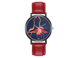 Reloj De Cuero Pu Para Hombre Y Mujer Moda Simple Cadena Quartz K026-h Rojo
