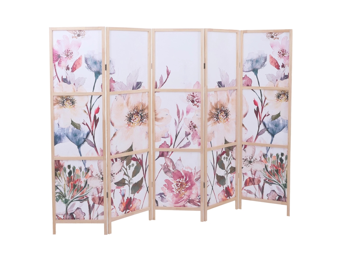 Paravent Pliant Décoratif 5 Panneaux Séparateur De Pièce 170 x 227 cm Ambiente natural Estilo zen en polietilo beige 04_0008906