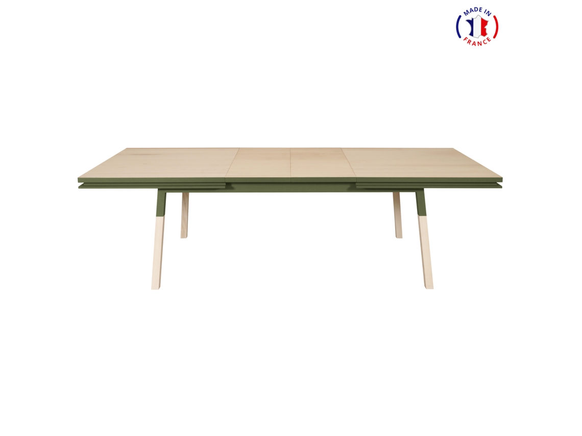 Mesa de Comedor Rectangular MON PETIT MEUBLE FRANÇAIS con 2 Extensiones (Marrón - Madera - 200 x 76 x 100 cm)