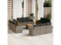 Conjunto de sofá de jardín de 13 piezas con cojines de mimbre gris DKD Home Decor