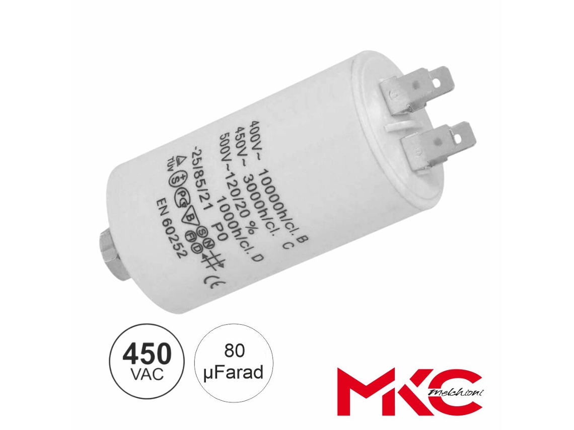 Condensador De Arranque De 80uf 450v Con Terminales Faston