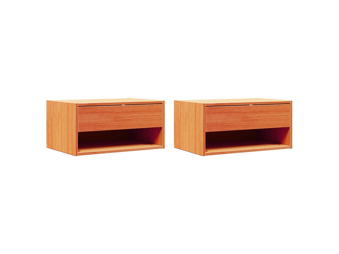 Juego de mesita de noche de 2 piezas, marrón cera, 50 x 32,5 x 24 cm, EXCLUSIVA DE LA CASA