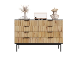 Aparador moderno de 120x40 cm, amplio espacio de almacenaje, mueble negro/natural.