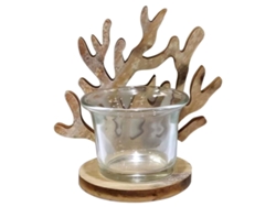 Portavelas SIGNES GRIMALT Coral Madera 7x10x11 cm