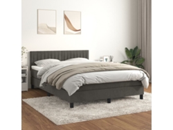 Cama box spring con colchón terciopelo gris oscuro 140x200 cm