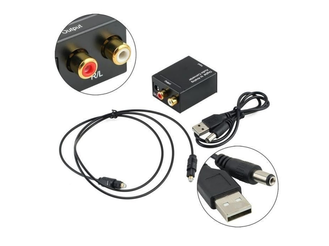 Adaptador Convertidor De Audio Analógico Toslink Para Señales Digitales Ópticas Coaxiales A Rca - Cshnt-b04066*