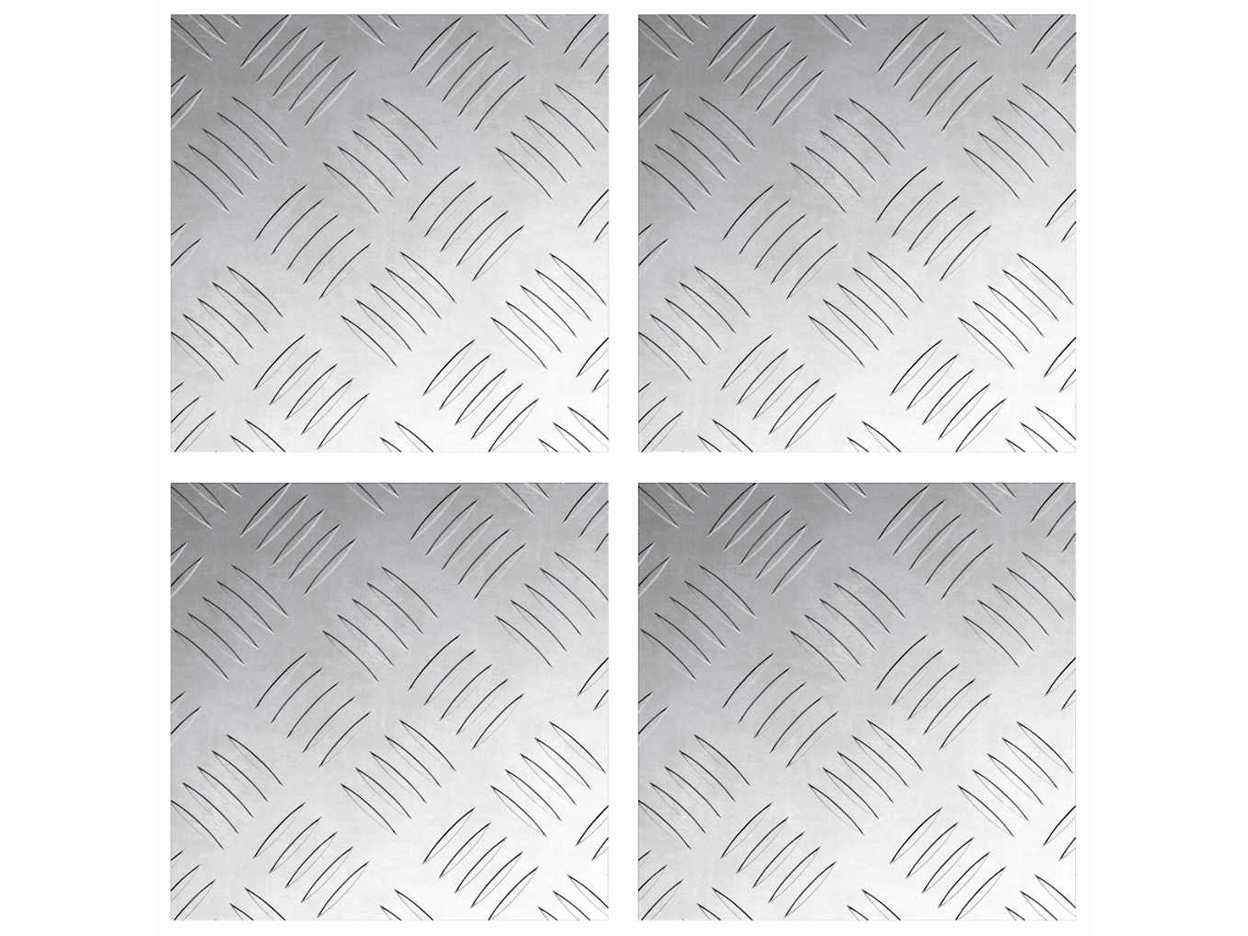 Taburete cuadrado 4 piezas Plata 20 x 20 cm Aluminio EXCLUSIVO MAISON