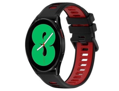 Correa de reloj inteligente para Samsung Galaxy Watch4 44 mm 20 mm Correa deportiva de silicona bicolor (negro + rojo)