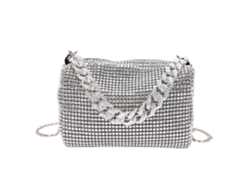 Exquisito bolso de mano para mujer con pedrería, bolso bandolera informal de noche, plateado