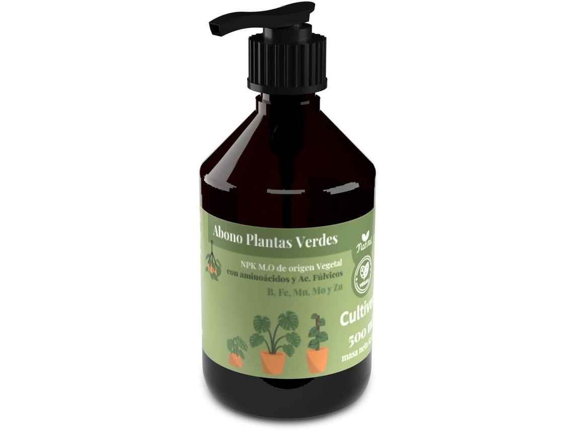 CULTIVERS Abono Plantas Verdes 500 ml Fertilizante BIO Plantas de interior. Intensifica el verde de las hojas. Estimula del crecimiento. Vegano