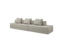 Sofá Modular 3+2 Lugares Convertible Liso Cinza Gelo