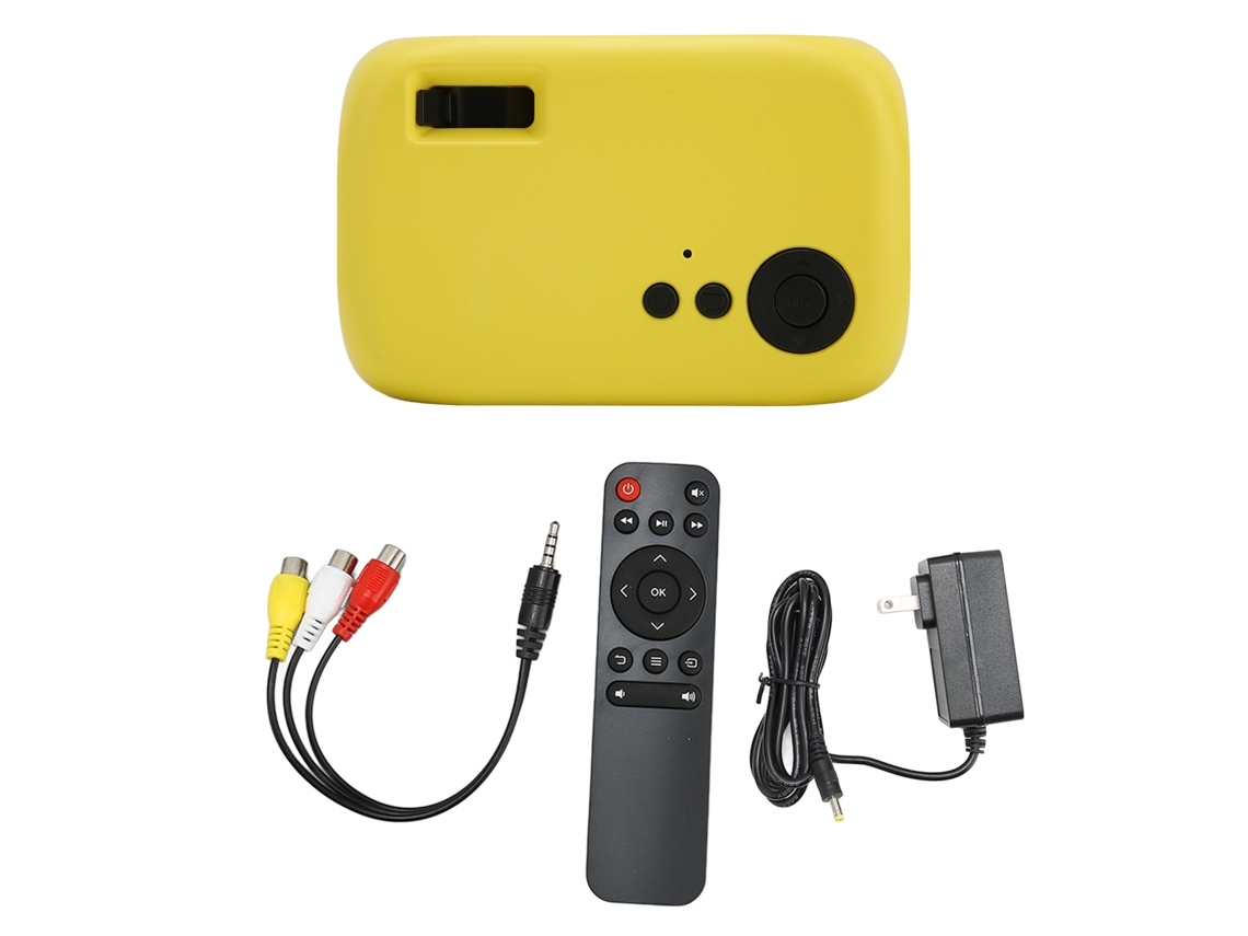 Projetor Portátil Mini M24 Som Surround 360 Graus Home Theater Vídeo 100‑240v Amarelo Plug Us
