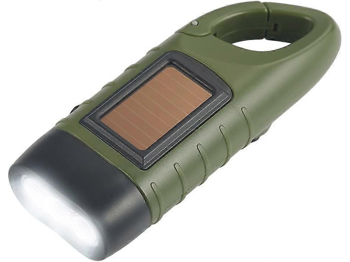 Linterna Led Solar Y Manivela Recargable Verde Clase Energética A+++ Portátil Duradera Eficiente
