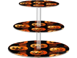 Divertido soporte acrílico de 3 niveles con forma de calabaza para cupcakes, postres, dulces y más.