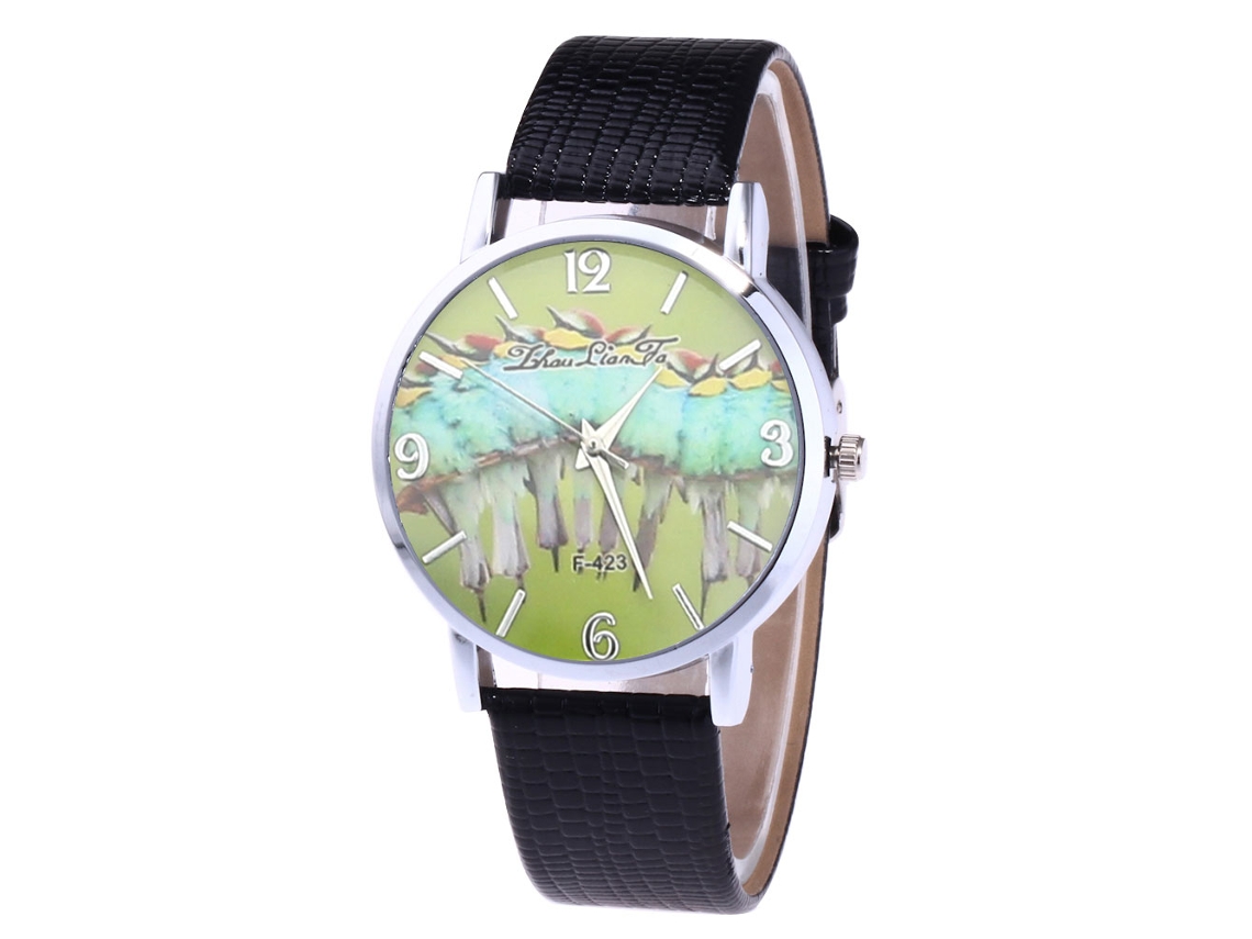 Reloj De Pulsera Analógico De Cuarzo Redondo Moderno De Aleación Negra Para Parejas