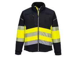 Chaqueta softshell de alta visibilidad Portwest Pw3, clase 1, negra y amarilla, talla S (3 capas)