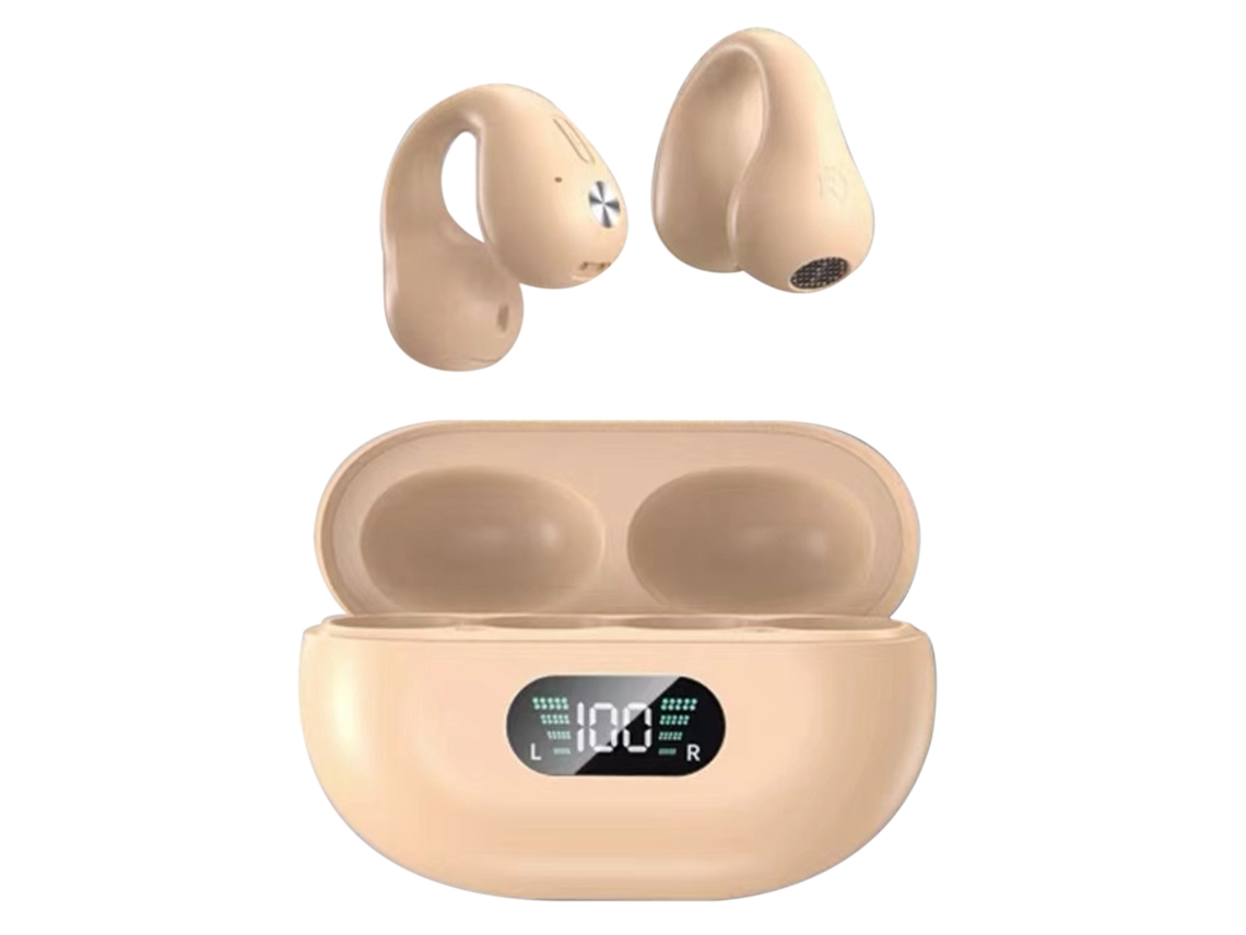 Fones De Ouvido Bluetooth Condução Óssea Ouvido Aberto Display Digital Leve Sem Fio Para Esportes Khaki