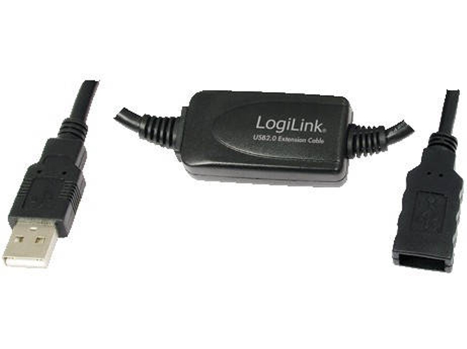 Cable USB LOGILINK USB A/USB A 10 m Macho/Hembra Negro