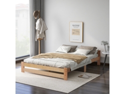Cama Futón De Madera Maciza Natural De 200x140 Cm.