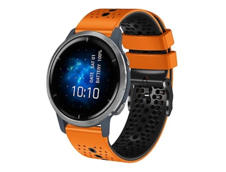Correa De Reloj Inteligente Para Garmin Venu 2, Correa De Silicona Bicolor Perforada Naranja-Negra De 22Mm VENISYMLIS