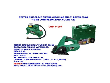 Stayer bricolaje sierra circular multirazer 85 600w+mini com.12v