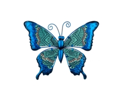 Figura de Animal Azul de Metal y Cristal 24*1*31cm Figura Mariposa