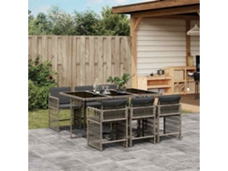 Juego de comedor de jardín de 7 piezas DKD Home Decor con cojines de mimbre gris