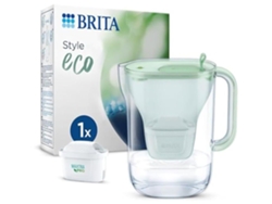 Filtro de agua verde BRITA Eco Style 2 de 4 litros con 1 cartucho Filtro duradero Maxtra Pro todo en 1 de diseño moderno para reducir los residuos