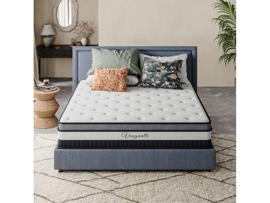 Colchón Vesgantti Boxtop 90x190 Cm, 26 Cm Grosor, Colchón Híbrido de Lujo, Muelles Ensacados y Viscoelástica, 7 Zonas de Confort Multifunción...