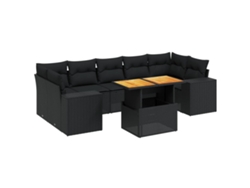 Maison Exclusive - Set De Sofás De Jardín 8 Piezas Y Cojines Ratán Sintético Negro