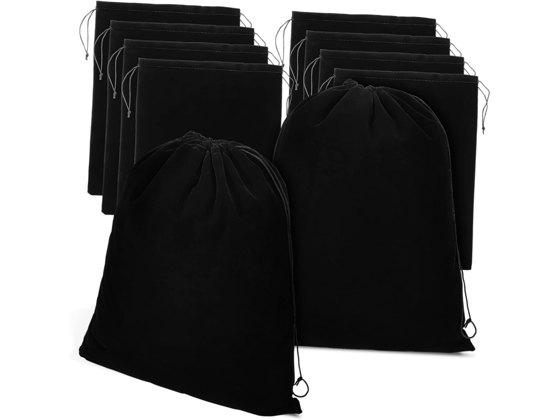 Juego 10 Bolsas Terciopelo Negro Cordón Recipientes Ligeros Joyas Accesorios Eventos Festivos