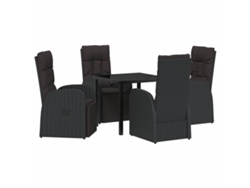 Maison Exclusive - Conjunto De Jantar Para Jardim Com Almofada 5 Pcs Preto Vime Pe
