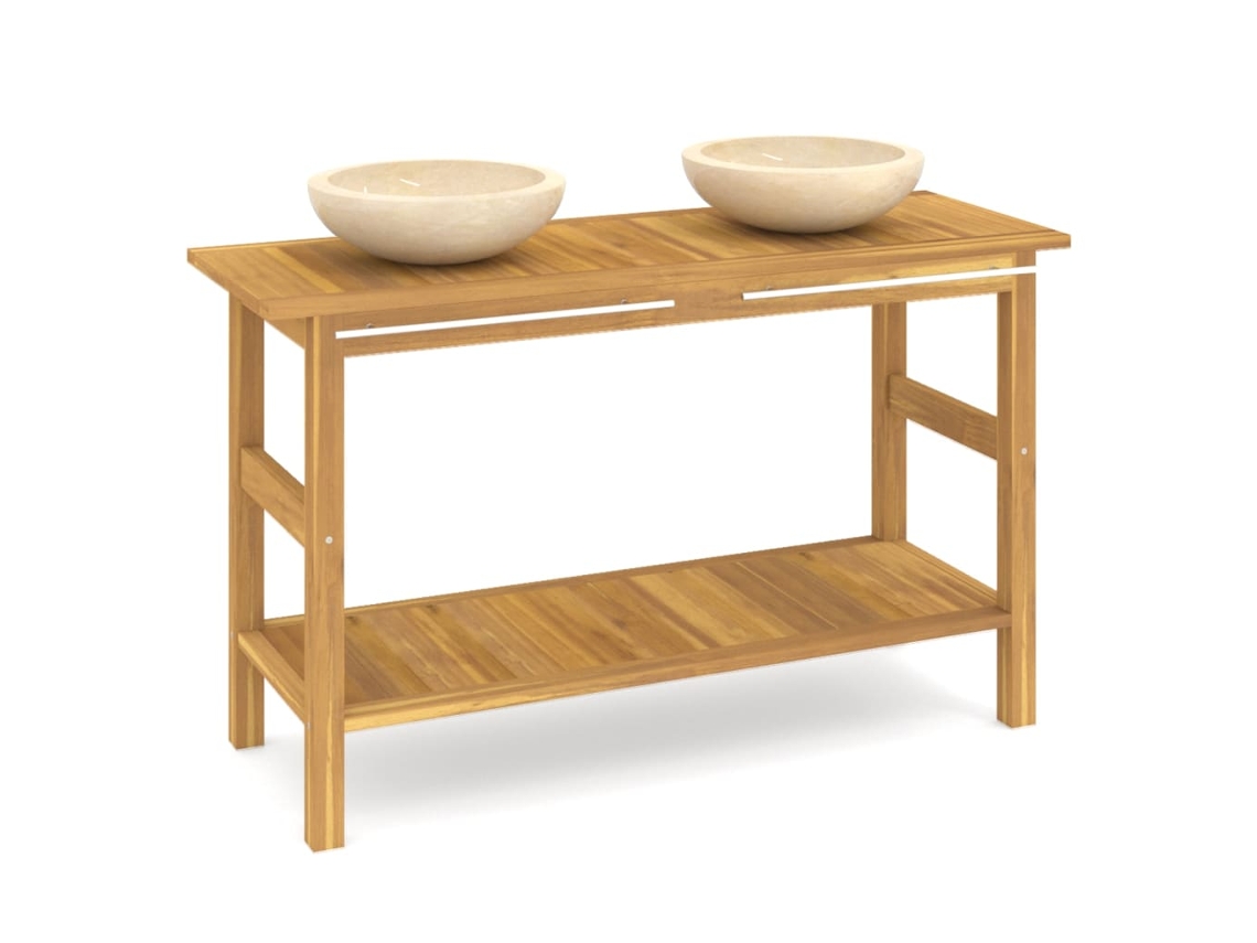 Maison Exclusive - Tocador De Baño Madera Maciza De Teca Con Lavabos Mármol Crema