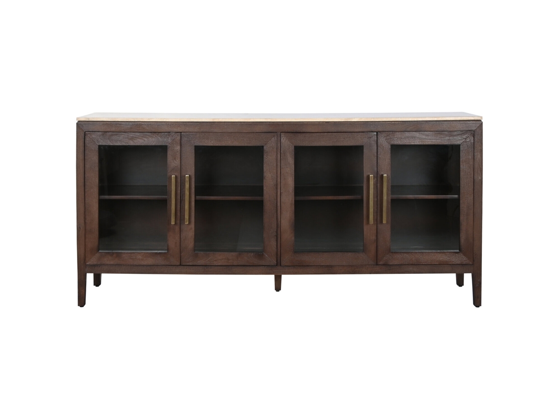 Aparador de metal marrón con acabado de acacia ALEXANDRA HOUSE LIVING (145x40x80cm)